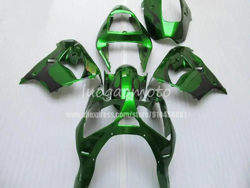 

Блестящие Зеленые Обтекатели для мотоциклов Kawasaki ZX9R 2000 2001 строительные детали 00-01 панели для кузова двигателя ABS