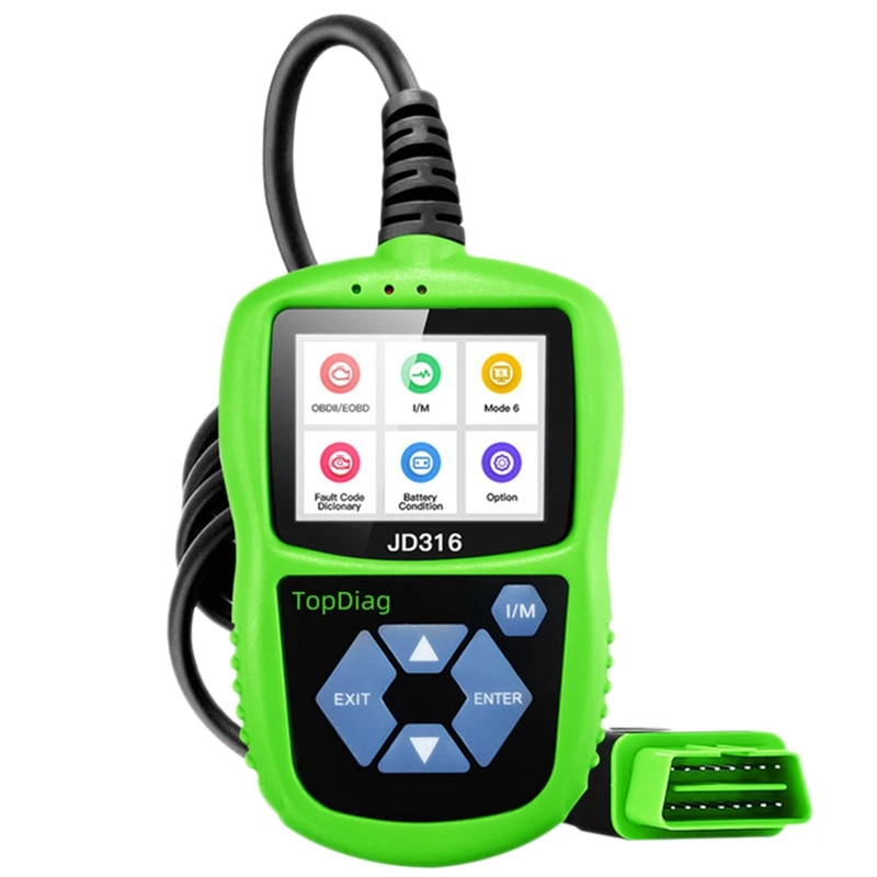 

Диагностический сканер Topdiag JD316 OBDII, устройство для чтения кодов неисправностей, с ЖК-дисплеем, анализатор батареи, сканер двигателя, инструм...