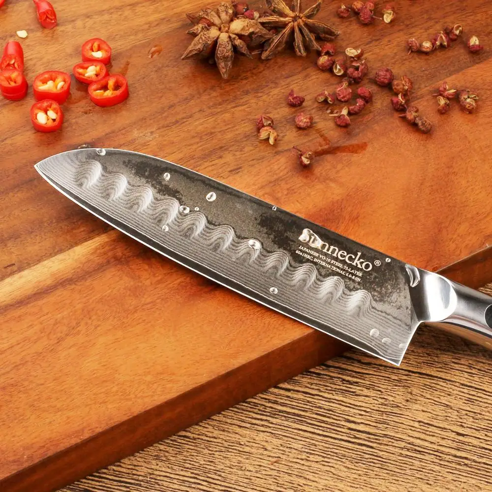 SUNNECKO Премиум 5 "нож Santoku 73 слоя Дамасская сталь острый нож шеф повара японский VG10
