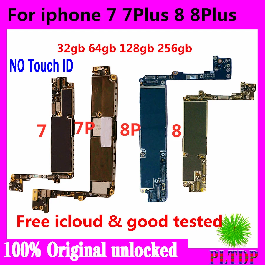Unlocked Mainboard NO Touch ID Fingerprint For Apple iphone 7 7Plus Logic Board with Chips For iPhone 8 8Plus motherboard
