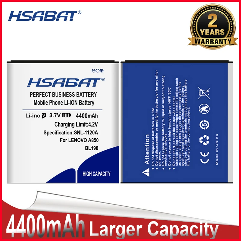 Аккумулятор HSABAT 4400 мАч BL198 для Lenovo A859 A860E S890 A850 A830 K860 K860i A678T S880 S880i BL-198 | Мобильные