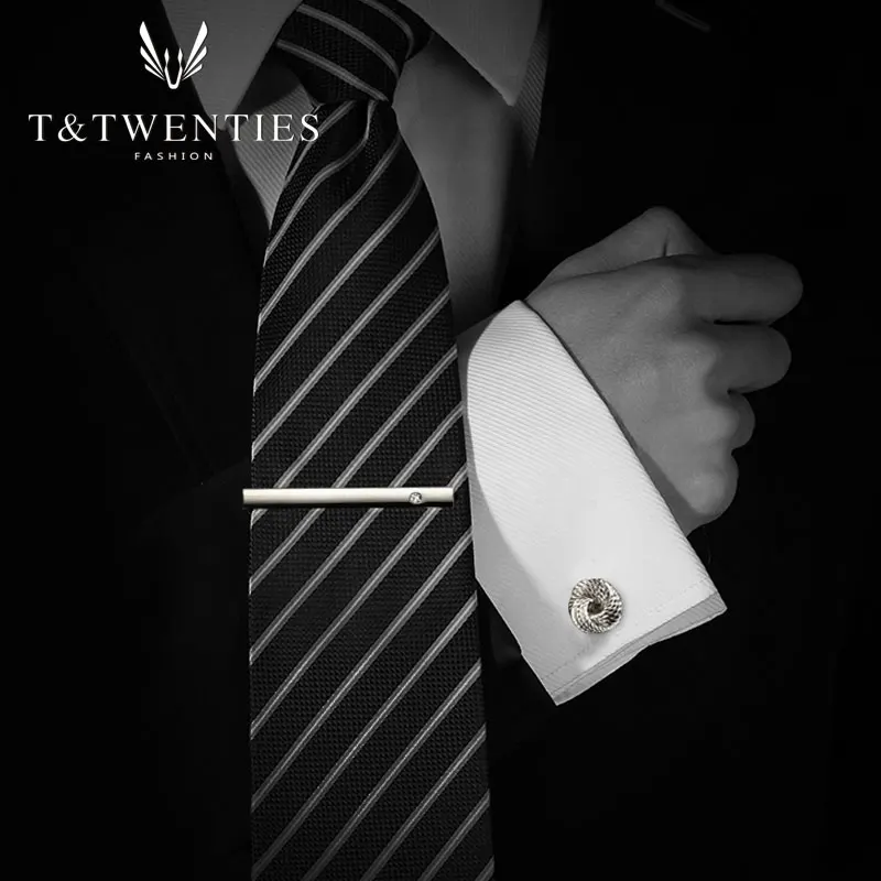 Top Quality Luxury Cufflink Set For Men Classic Meter Tie Clips Cufflinks Sets Copper Bar Golden Collar Pin Jewelry | Украшения и