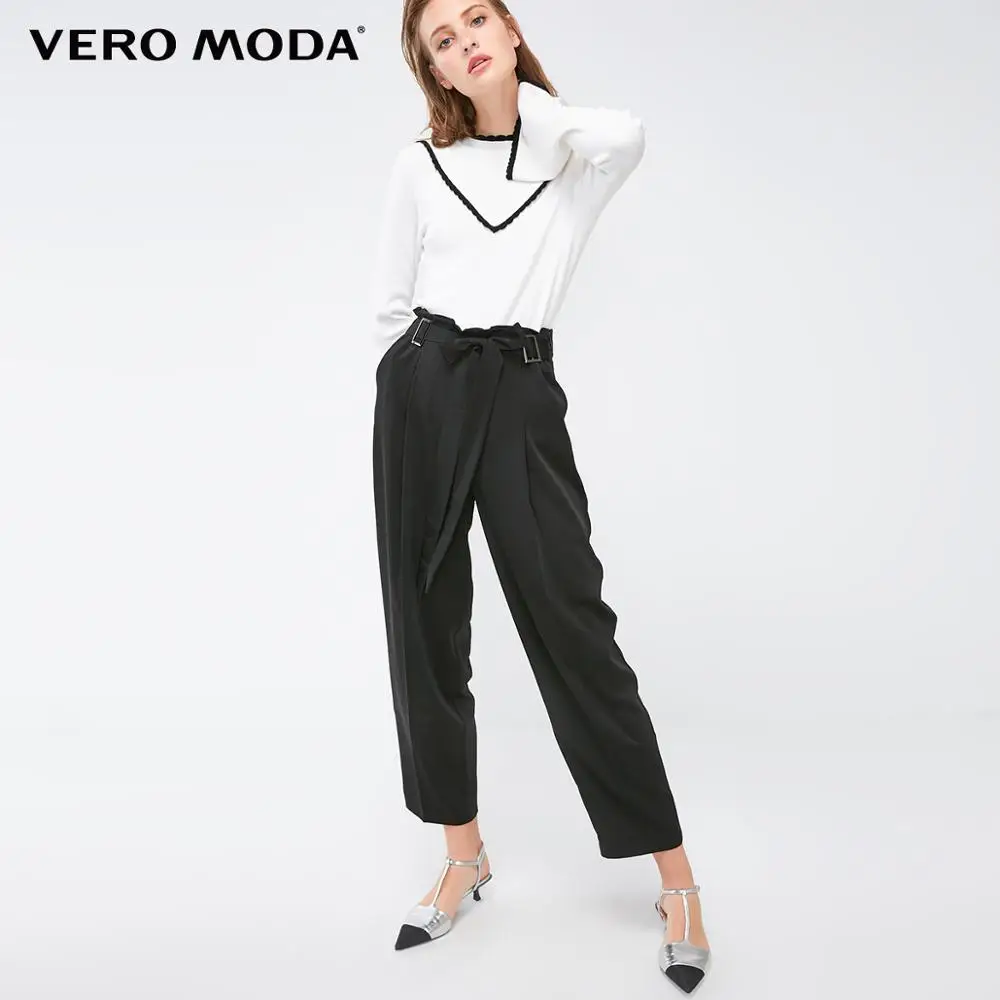 Vero Moda женские осенние свободные повседневные укороченные брюки с завязками | 318350506