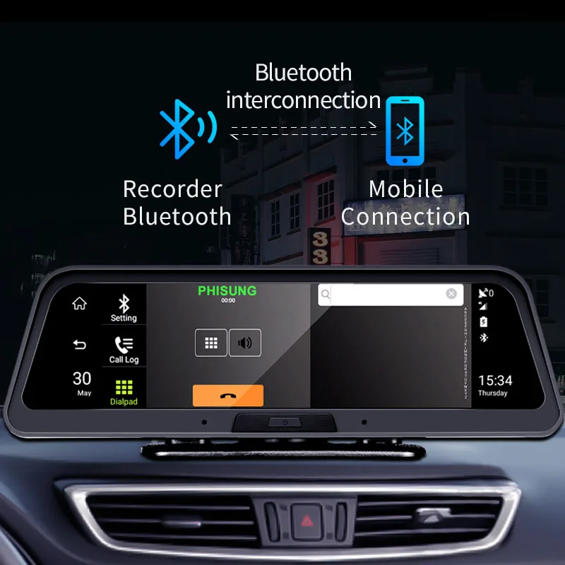 Видеорегистратор 10 дюймов Android 8 1 2 Гб + 32 ГБ ADAS 4G Wi Fi GPS BluetoothCar зеркальная камера HD