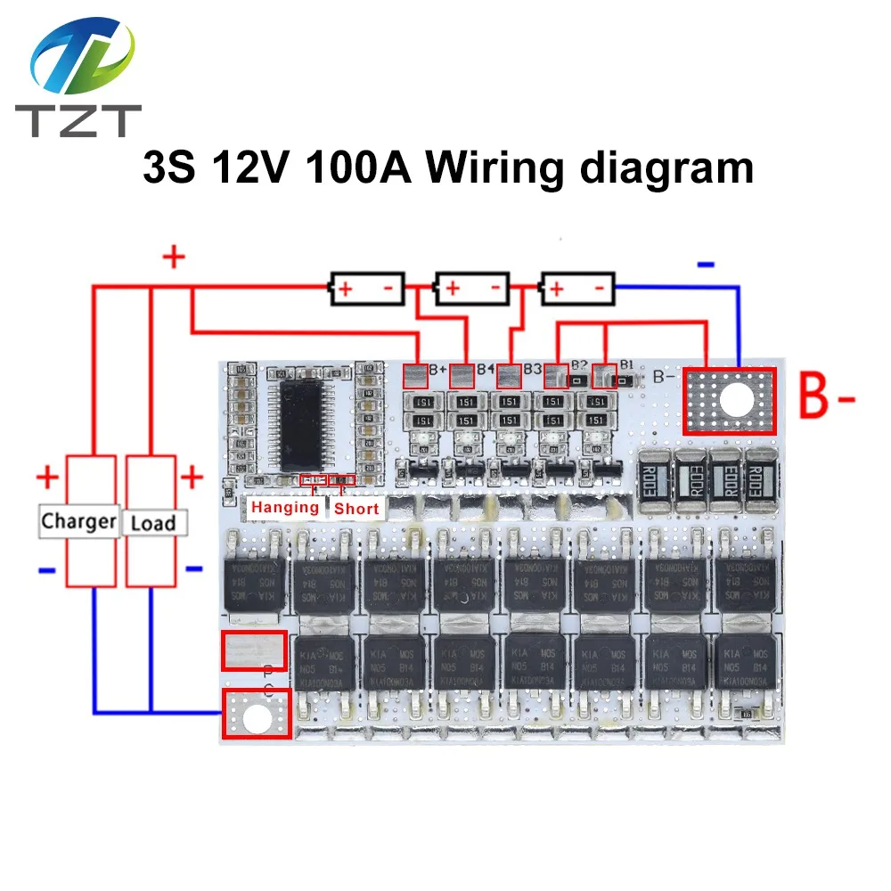 Модуль защиты bms 100a схема подключения для 3s 4s 5s