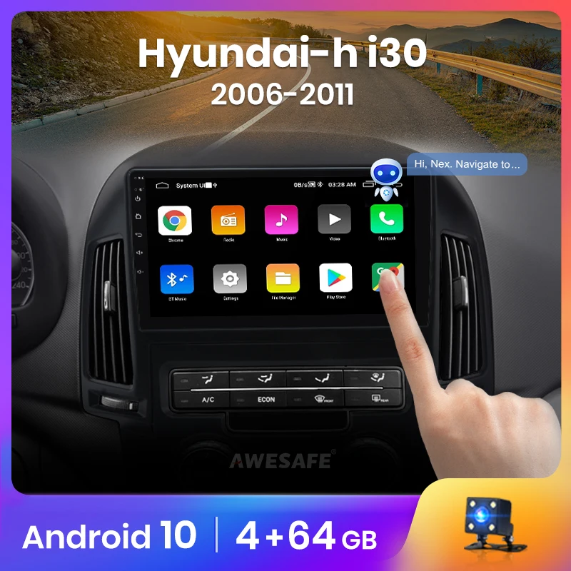 Автомагнитола AWESAFE PX9 для Hyundai h I30 2006 2011 мультимедийный видеоплеер с GPS 2din Android 10 0 2