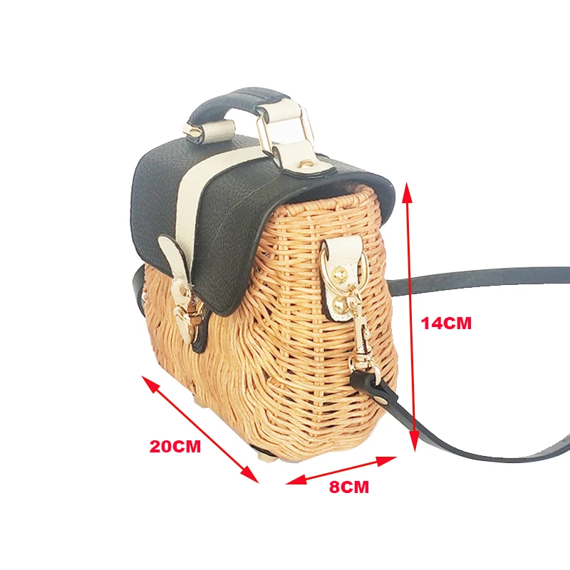 Новый стиль экокожа (полиуретан) кожа + ротанга сумки из натуральной кожи через