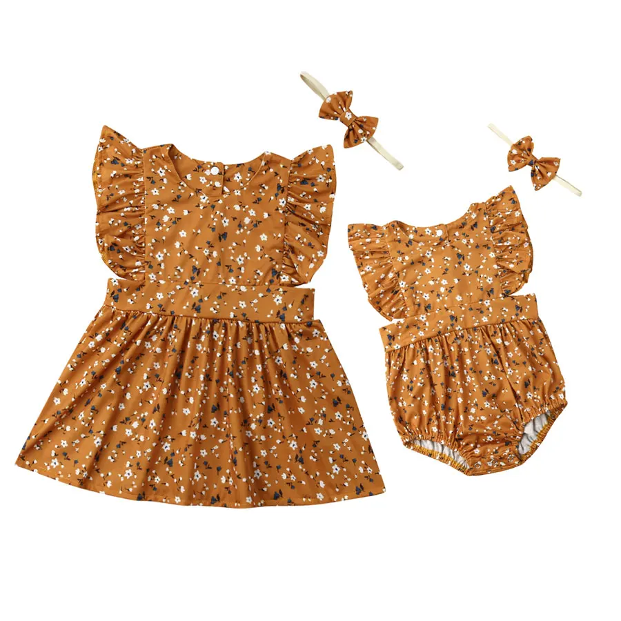 

Toddler Kid Baby Girls Clothing Little Sister Ruffles Baby Romper Big Sister Tutu Dress Newborn Baby Girls Clothing