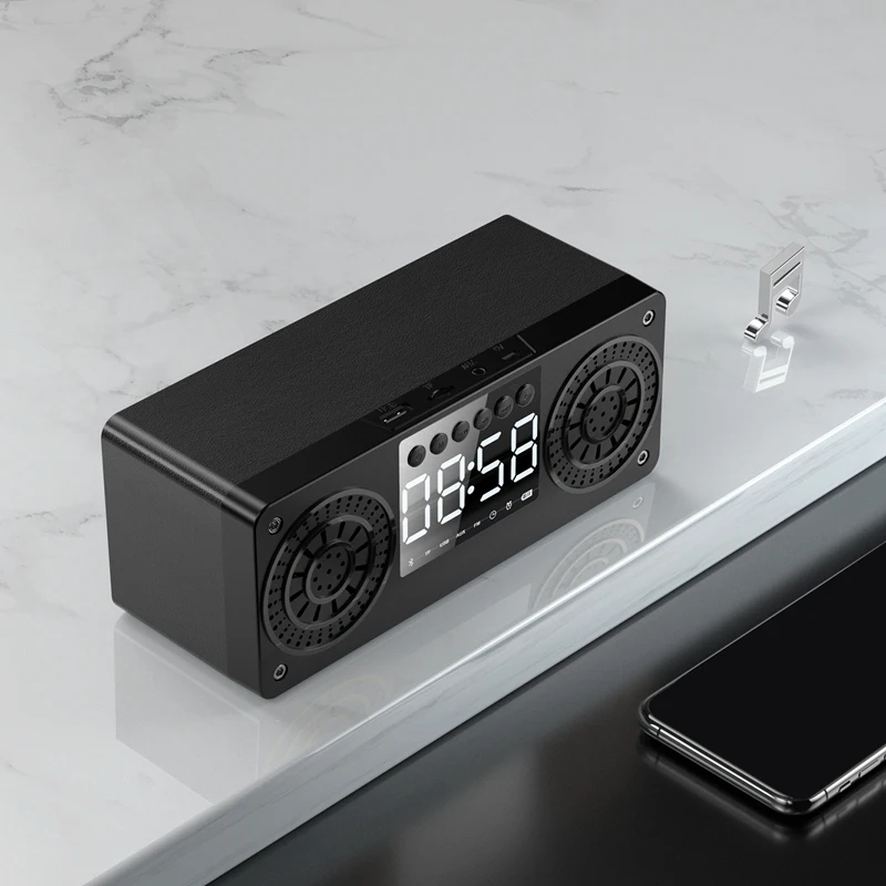 Стерео Деревянный сабвуфер Bluetooth динамик fm радио портативный Mp3 Play Super Bass громкий