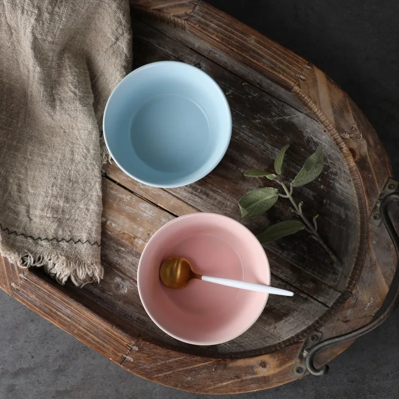 4 5 дюймов с плоским дном Керамическая пиала маленькая круглая матовая Черный и