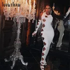 Женское осеннее облегающее платье Hawthaw, белое длинное платье-карандаш с вырезами, осенняя одежда 2021, оптовая продажа товаров для деловой уличной одежды