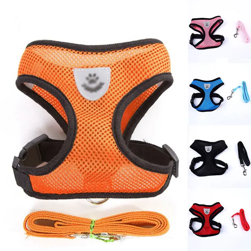Воздухопроницаемый комплект из жилета и ошейника для маленьких средних собак |