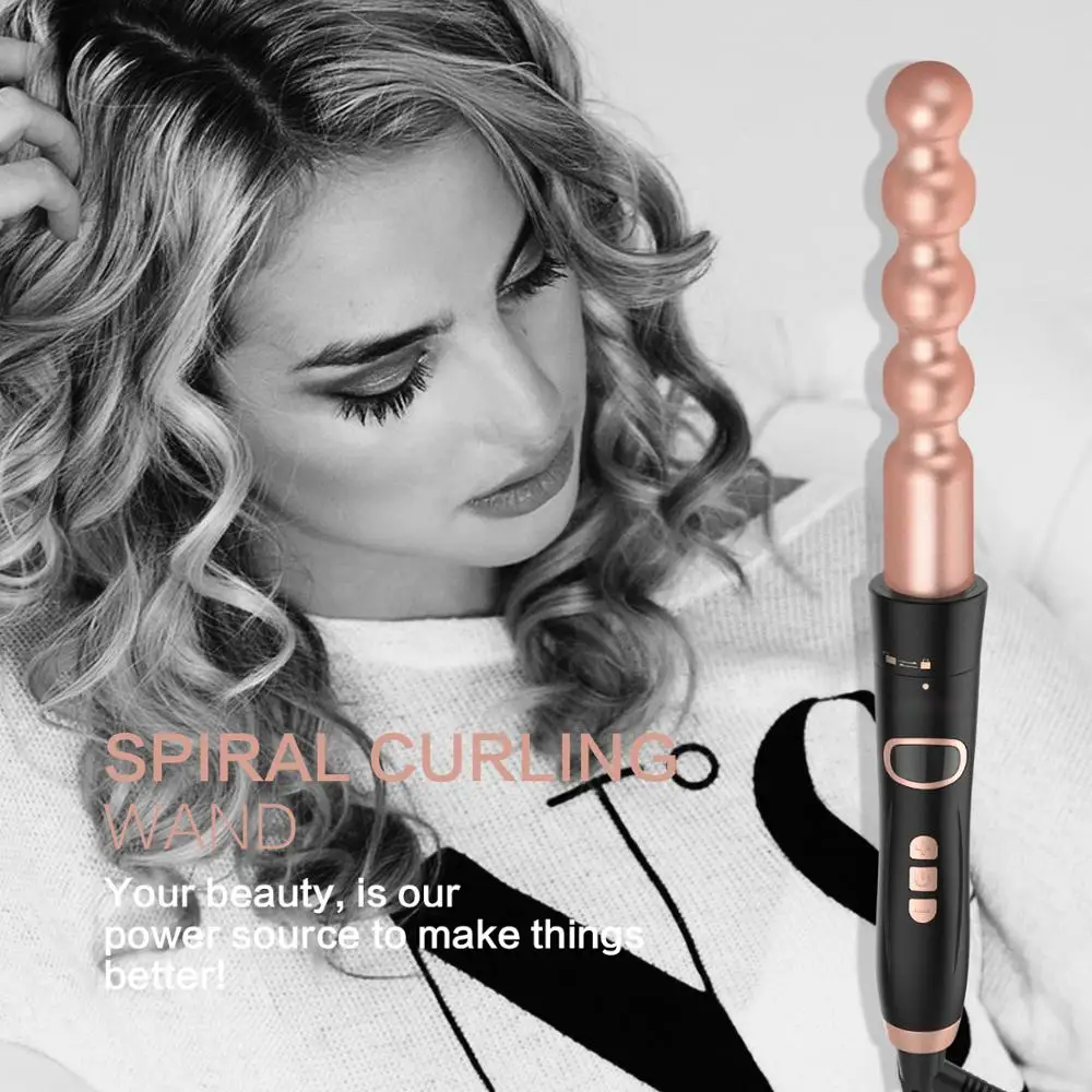 Розовое золото Профессиональный 5 в 1 щипцы для завивки волос с креплением Титан