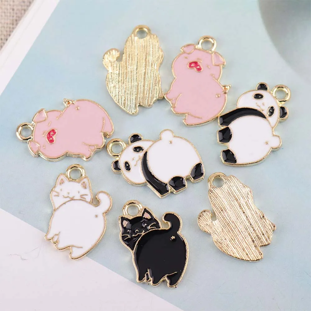 10 шт. эмалированные Подвески в виде поросенка кота панды для самостоятельного