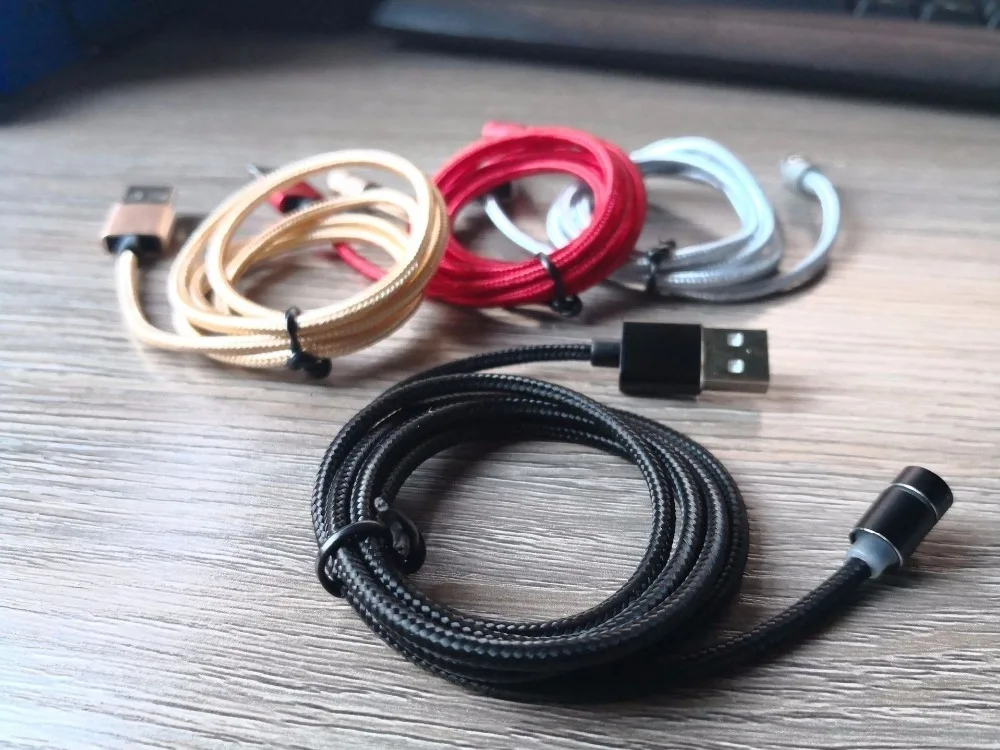 90 градусов светодиодный магнитный кабель Micro usb Тип C 2.4A для iphone X S Зарядный провод кабель для Xiaomi huawei samsung S10 Зарядное устройство Шнур