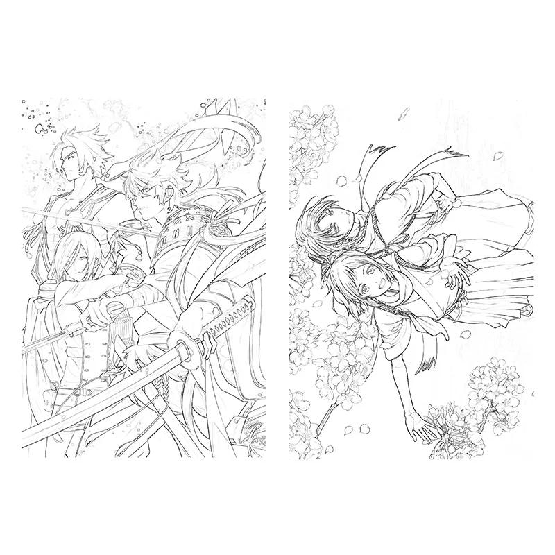 24 страницы/Книга аниме Touken Ranbu онлайн раскраска живопись Рисование