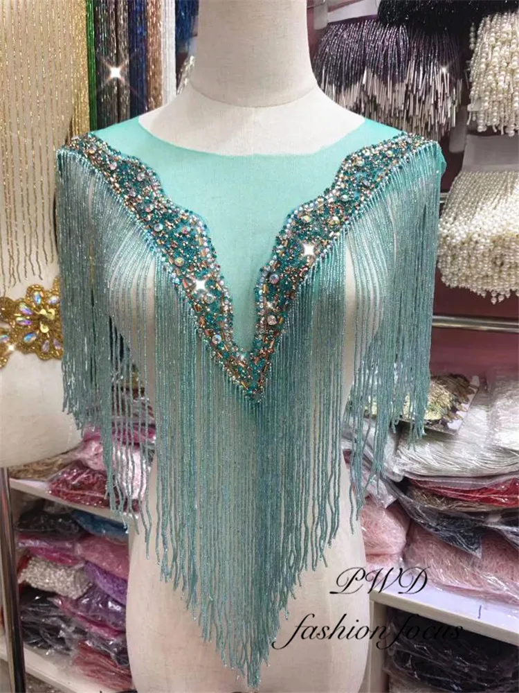 Небесно Голубой Золотой кружевной отделкой жемчужная лента вышивка бисером