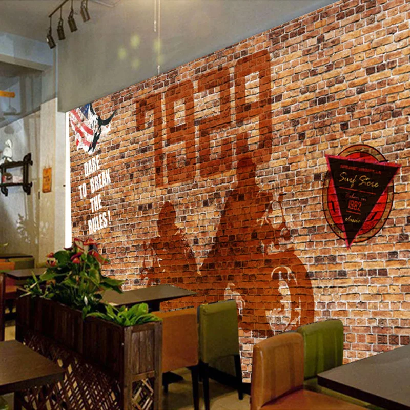 Пользовательская ретро 3d кирпичная роспись кирпич антикварная стена бумага для