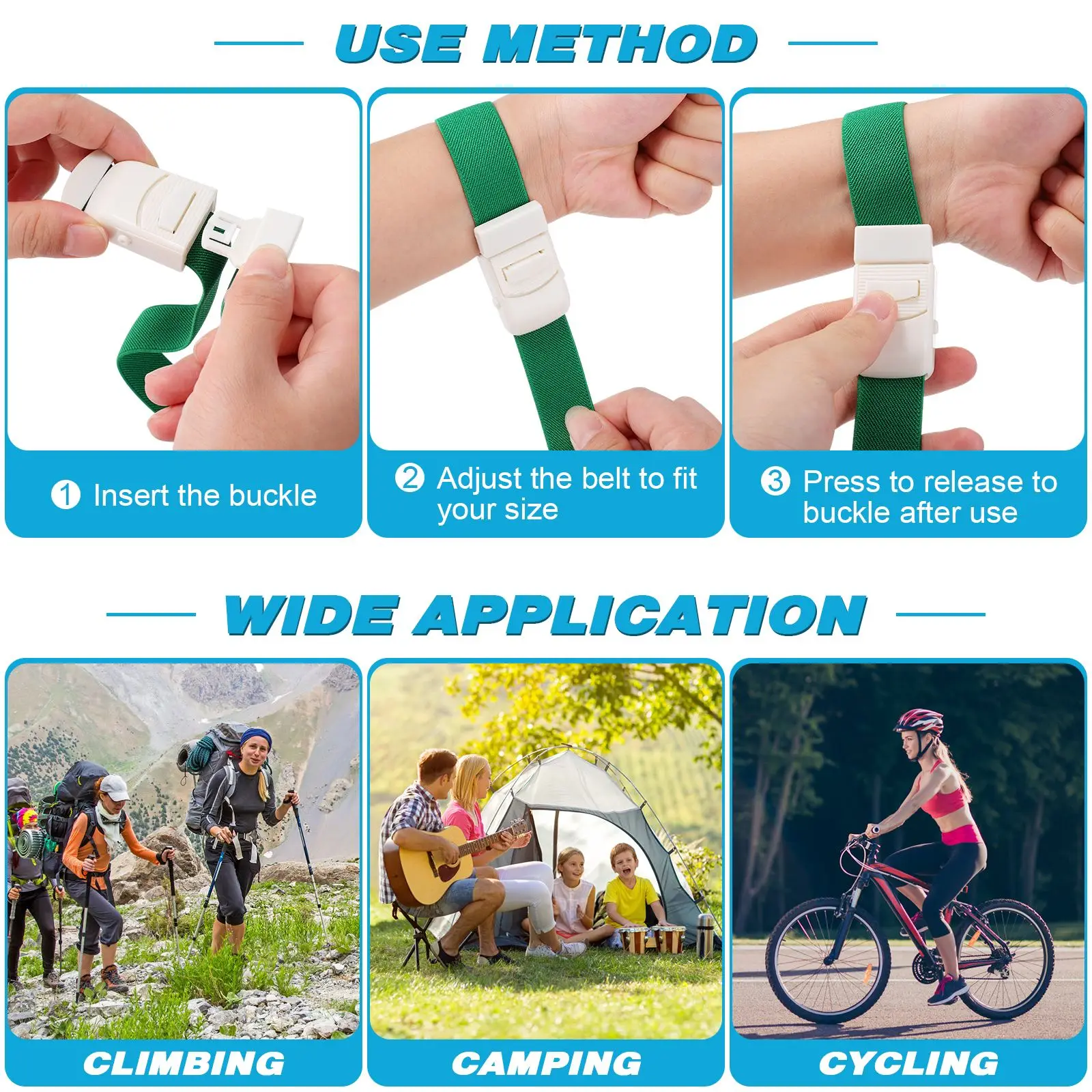 

6pcs ABS Tourniquet Light Buckle Band Elastic Tourniquets Buckle Tourniquet For Infusion Emergency Buckle Band (Mixed Color)