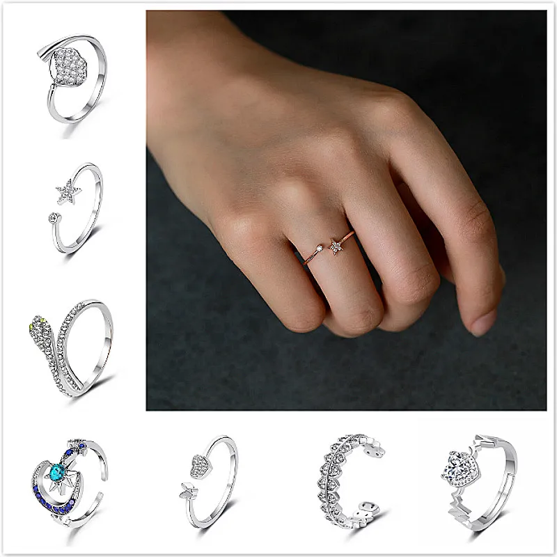 Новинка 2020 блестящие кольца регулируемые дизайнерские из розового золота в