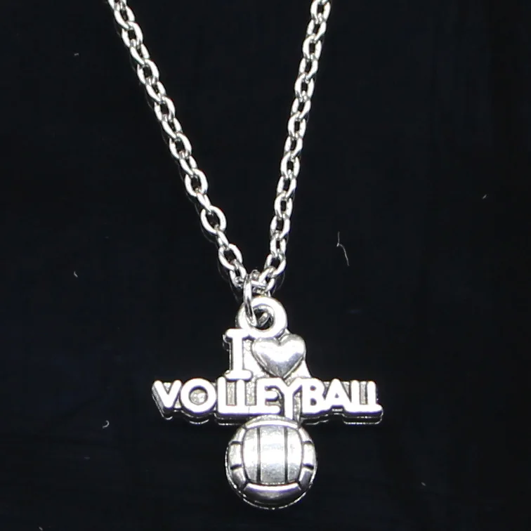20 штук новое модное ожерелье 21x20 мм с надписью Я люблю волейбол Подвески Короткие