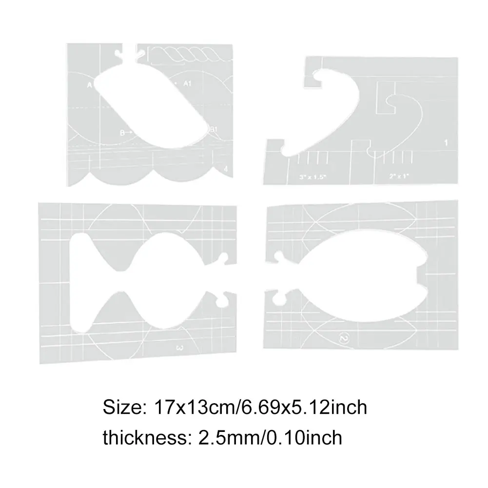 

4Pcs Quilting Precision Seam Measuring Ruler Template Sample Set For Domestic Sewing Patchwork Templates Acrylic Craft