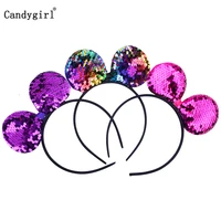 sequins mouse boys headband shiny reversible cute hair bands for girls party feastival birthday bling hair accessories