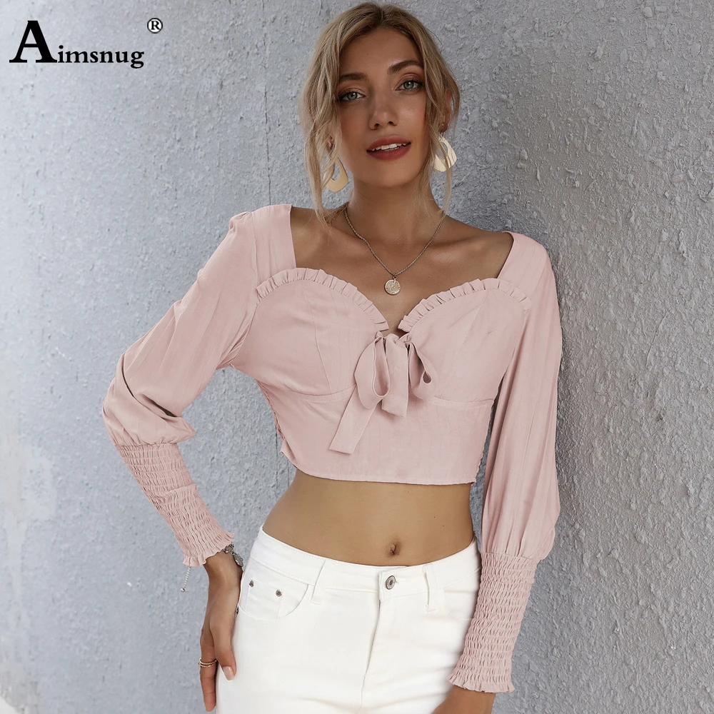 

2020 Spring Autumn Ladies Elegant Short Tops Leisure Casual Shirt Bow Tie Women Blouse Long Sleeve Slim Fit Shirt Clothing Femme