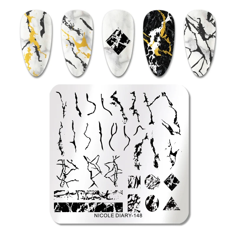 Квадратные пластины для стемпинга NICOLE DIARY молодых девушек трафареты с цветами