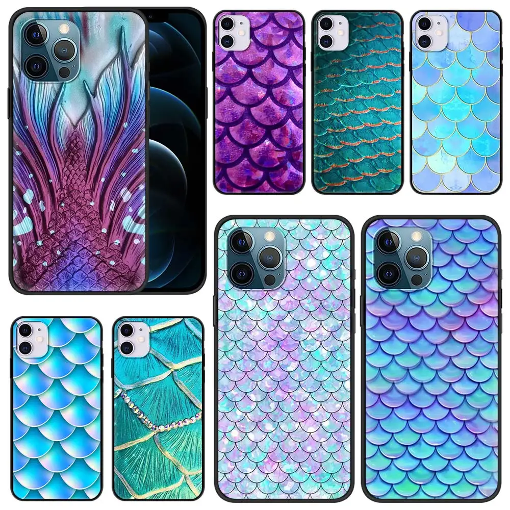 

Mermaid Tail Scale Phone Case for Apple iPhone 11 12 13 Pro Max 7 8 Plus 6 6S X XS XR SE 2020 Silicon Funda for 11 Cover Coque