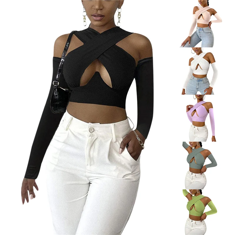 

Женский модный однотонный жилет, сексуальный топ без рукавов с раздельными рукавами