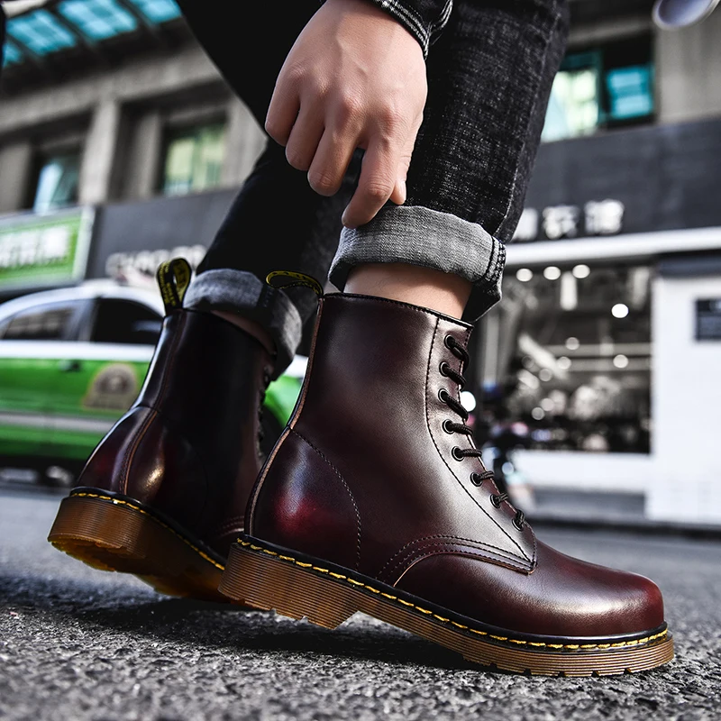 

Мужские повседневные кожаные ботинки, коричневые дышащие ботинки с высоким берцем, повседневная обувь для отдыха, 2020