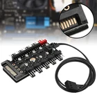 Новейший PC Fan Hub SATA 1-10 охлаждающий вентилятор концентратор разветвитель 4Pin светодиодный кабель pwm 12 В блок питания адаптер скорости для компьютера