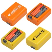 yellow and orange np fw50 np fw50 battery for sony zv e10l a6000 a3000 a6500 a5100 slt a55 a7r ii rx10 mk iv nex 3n camera