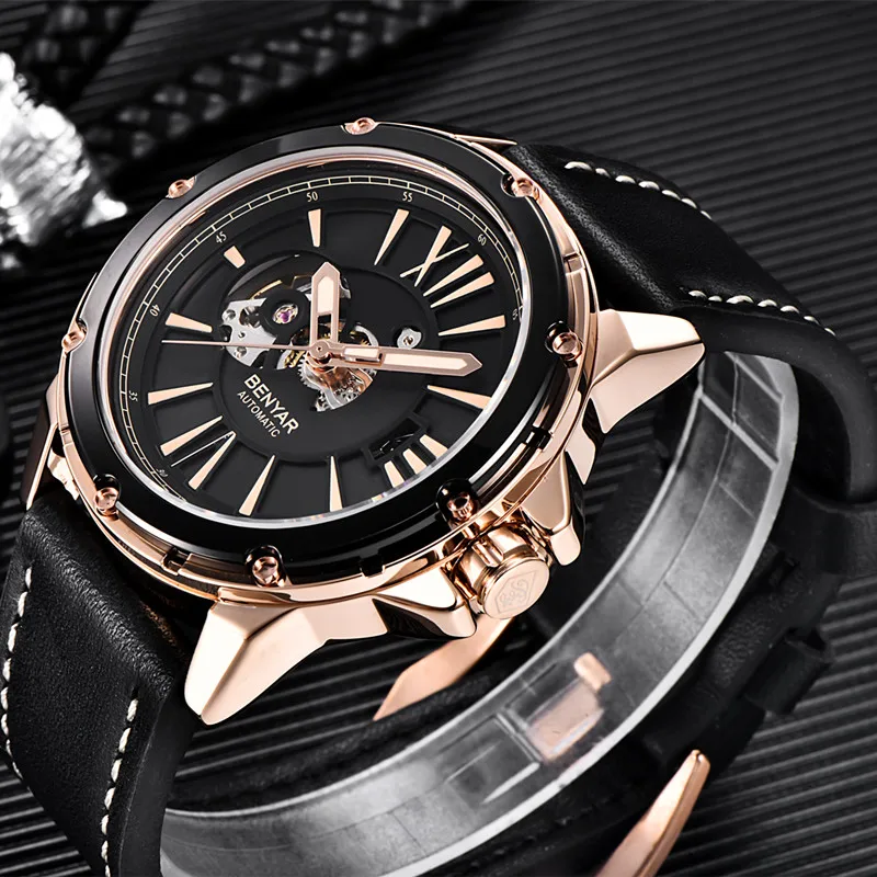Часы наручные BENYAR Мужские механические брендовые Модные Роскошные
