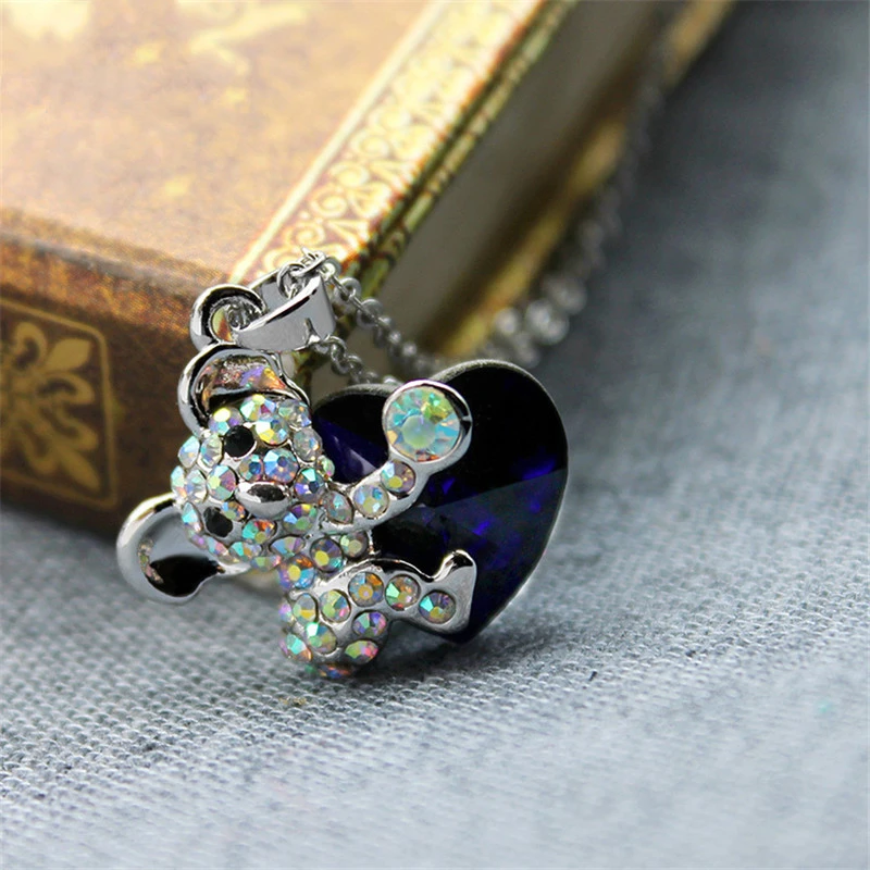 Ожерелья стразы цвета розового золота с милым сердечком коала 2017 женские модные