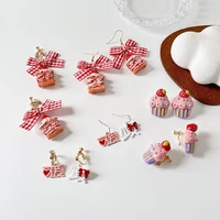 zdmxjl korean fashion sweet women earrings strawberry cake ear hook eardrop cute earring for girl jewelry gift