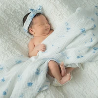 newborn baby swaddle wrap blanket soft babies accessories newborn plant dye summer cotton gauze blanket 110x130cm