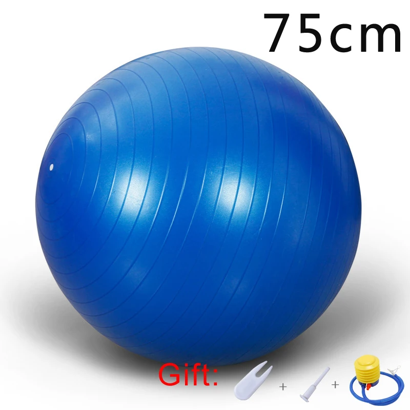 Blue 75cm Спортивные мячи для йоги Пилатес фитнес спортзал фитбол для баланса упражнения тренировки Массажный мяч нескользящий скраб мячи для йоги Бесплатный насос-взрыв - Цвет: Blue 75cm