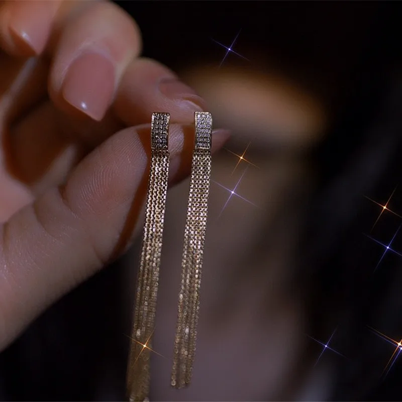 

18K Gold Import Solid Yellow Real Gold Jewelry (AU750) Women Tassel Eagngement Earring Geometric Diamond Earrings Fashion Lady