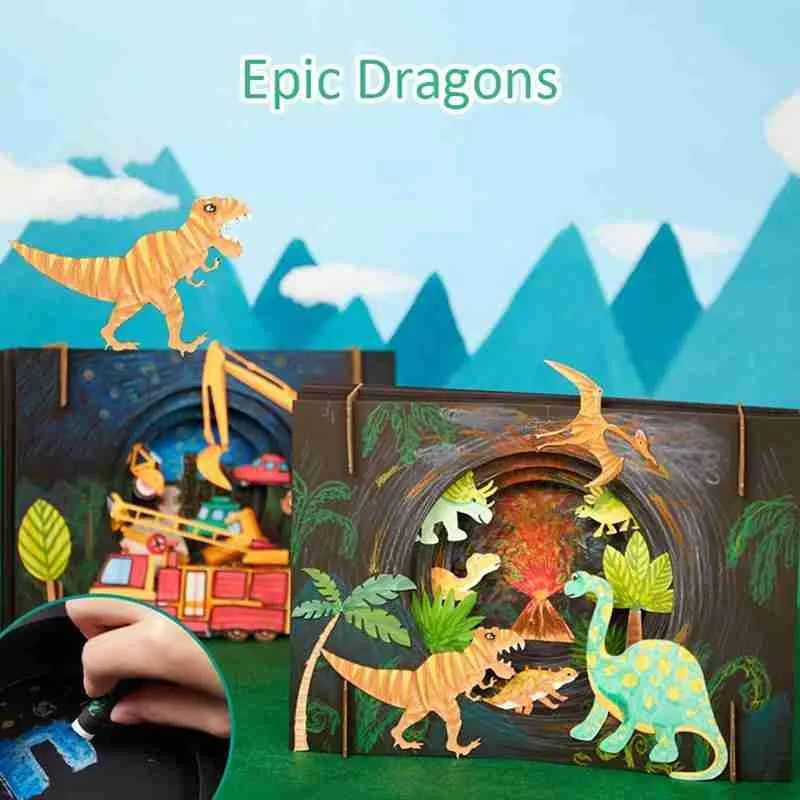 

Lovely Dinosaur Children Handmade DIY Crafts DIY Vast Starry Sky Craft Toys For Children For Kids Interactive Educational Toys