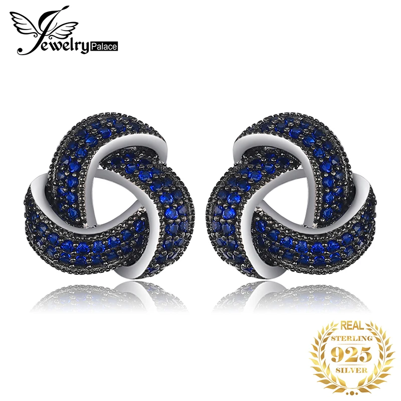 Jewelrypalace цветок 0.6ct создан синий шпинель заклепки Серьги натуральная 925 серебро
