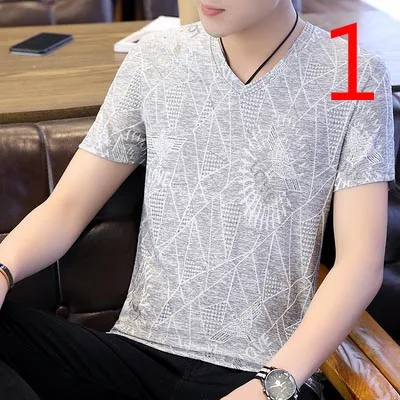 

Summer thin lapels short-sleeved t-shirt men's striped cotton Korean Slim tide brand