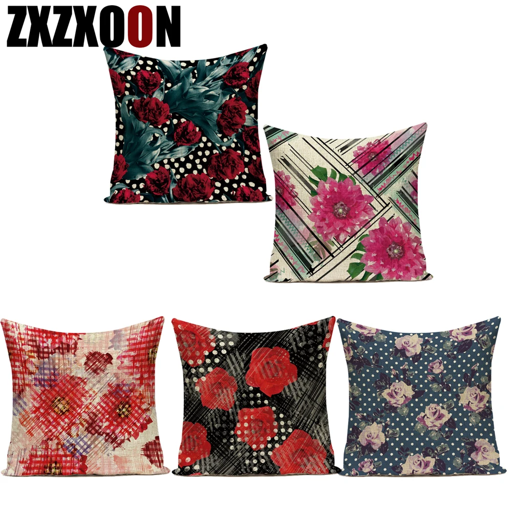 

Декоративный чехол для диванных подушек, с изображением красной розы, фиолетового цвета, наволочка с лавандой