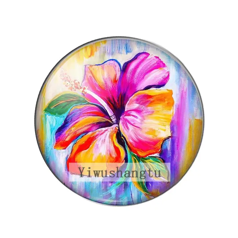 flowers sketch painting bright beauty8/10mm/12mm/18mm/20mm/25mm Round photo glass cabochon demo flat back Making findings ZB0543 images - 6