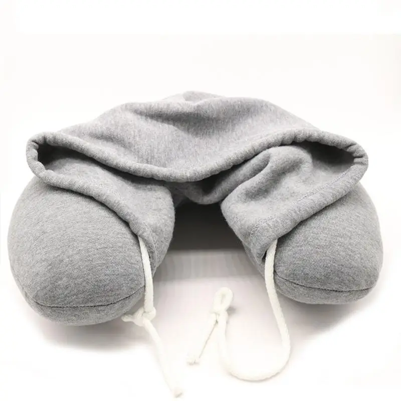 

New Neck Pillow Solid Nap Cotton Particle Pillow Soft Hooded U-pillow Textile Home Airplane Car Travel Pillow Accessories