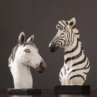 HORSE ZEBRA BUST STATUE FIGURINE STEED ANIMALS ART SCULPTURE RESIN ARTCRAFT HOME DECORATION ACCESSORIES FOR LIVING ROOM R2510
