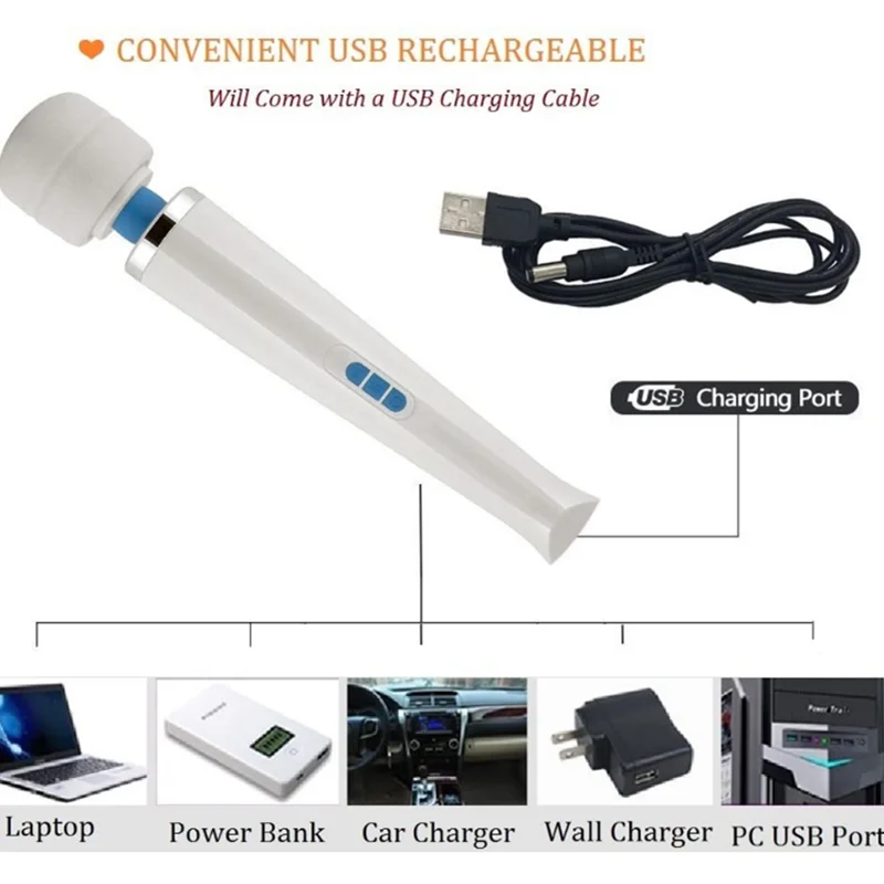 Беспроводной массажер 20 режимов вибрации 8 скоростей USB-зарядка ручной