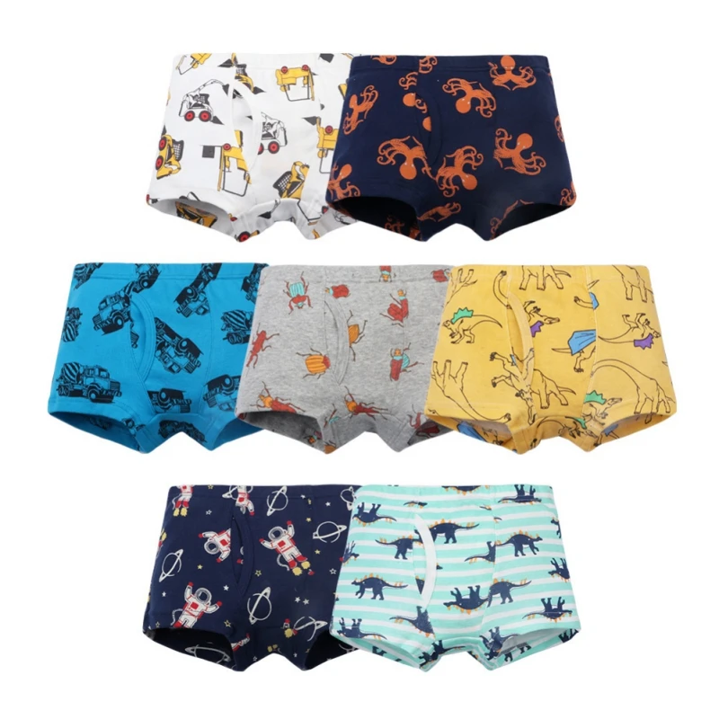 3 unids/set dinosaurio de dibujos animados de Ni&ntilde;os de algod&oacute;n calzoncillos de estilo Boxer ni&ntilde;os bragas acogedor ropa interior de dibujos animados de medias para ni&ntilde;os pantalones cortos de 3-10 a&ntilde;os-0