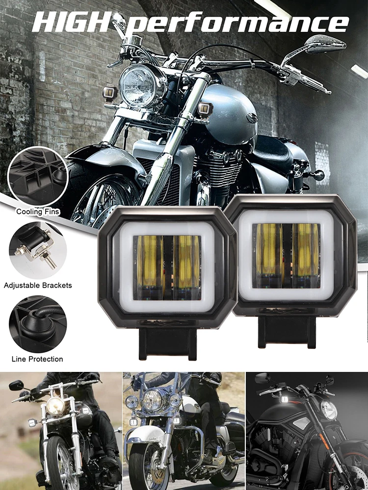 

1pcs/2Pcs 6 LED Auxiliary Headlight for Motorcycle Spotlights Lamp Vehicle 40W External Off-Road Auxiliary Headlight Brightness